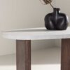Table d'appoint aspect pierre et pieds moka moderne