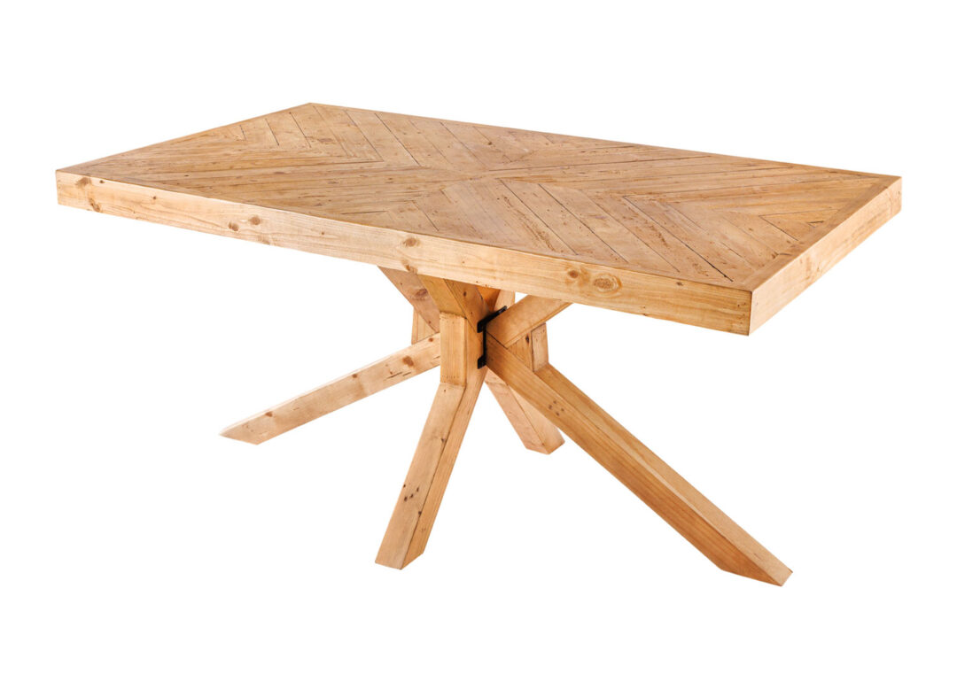 table en bois de pin effet mosaïque massif
