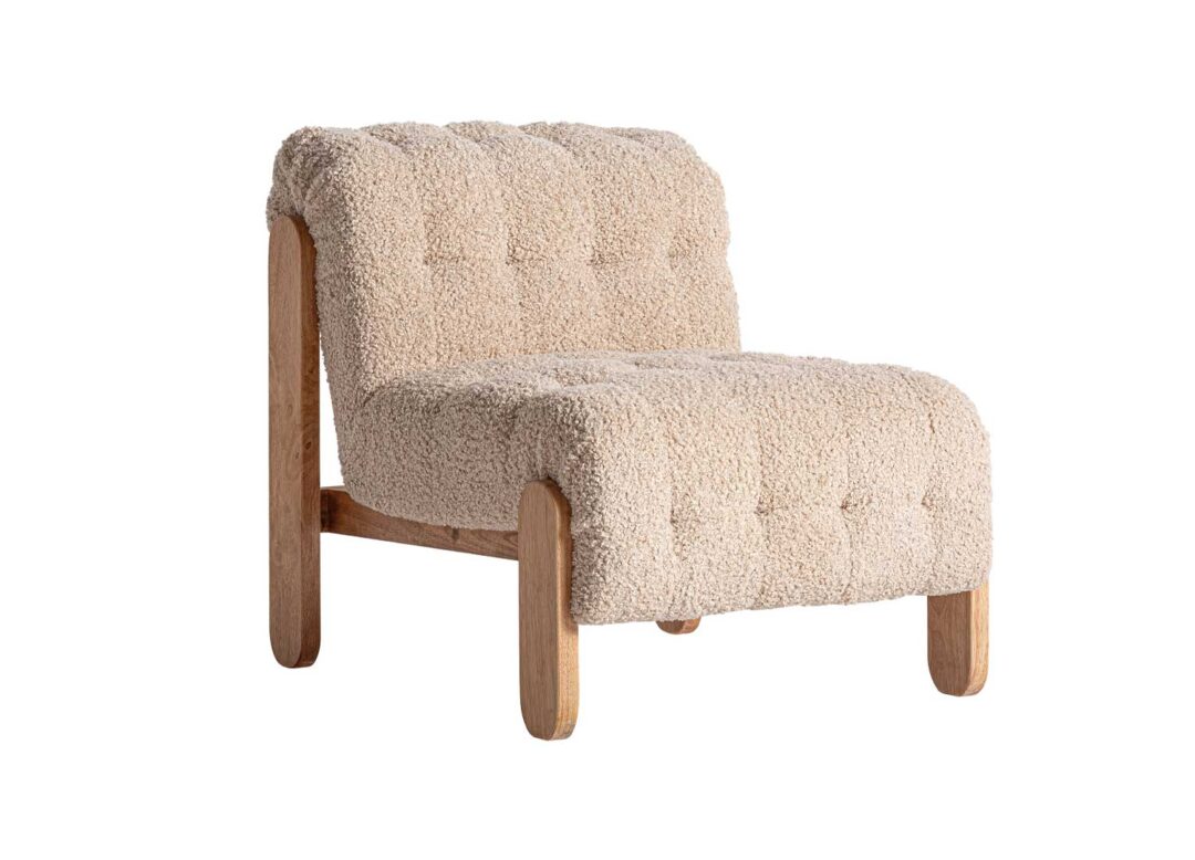 Fauteuil en tissu bouclé beige