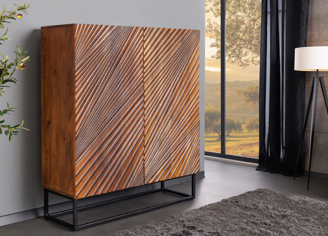 Buffet 120cm en bois de manguier strié naturel