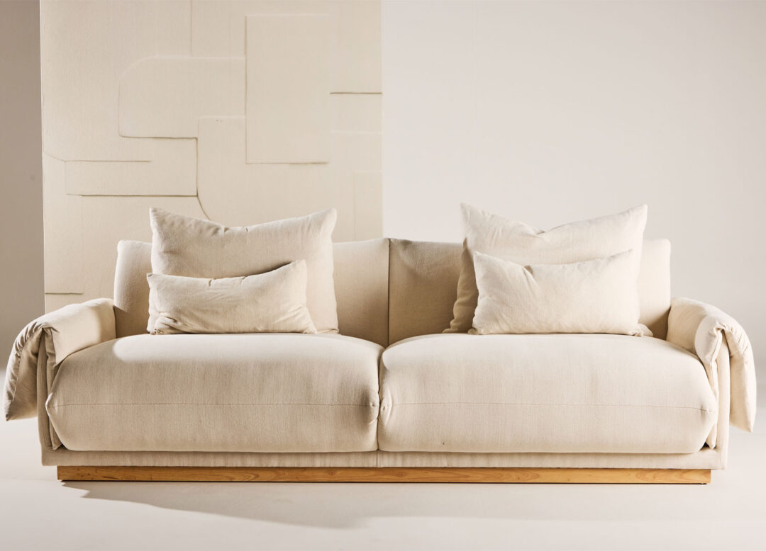 Canapé 2 places en lin beige