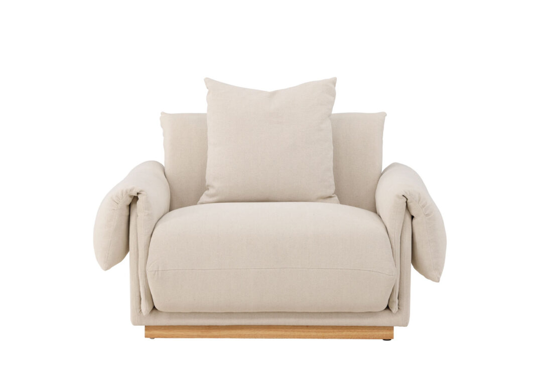 Fauteuil en lin beige 120cm