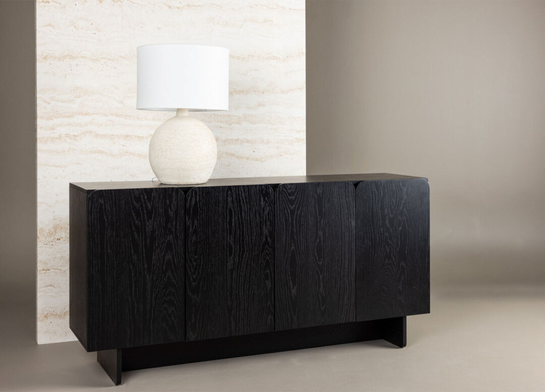 Buffet 4 portes en bois noir minimaliste moderne