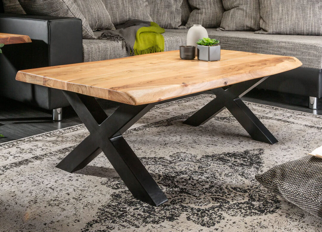 Table basse 110 cm bois d'acacia massif