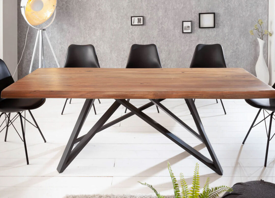 Table de salle à manger en bois d'acacia massif 200cm