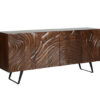 Buffet bois d'acacia foncé façades sculptées