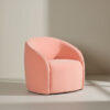 Fauteuil de salon rose pêche en tissu microfibre