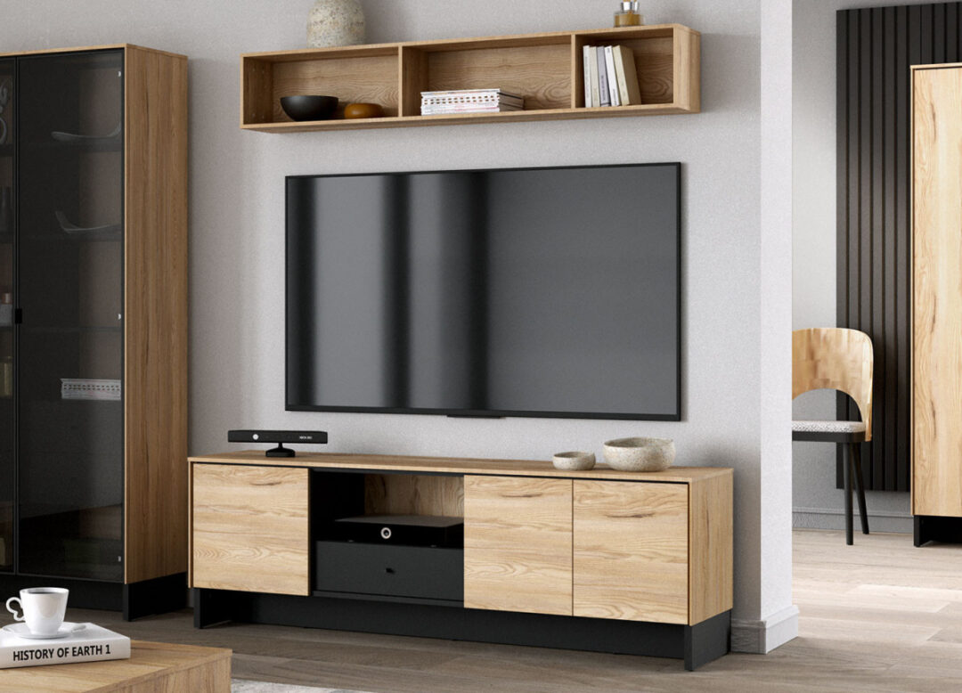 Meuble tv bois et noir