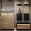 Ensemble de meubles d'entrée en bois et noir avec leds