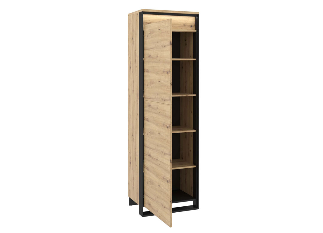 Meuble de rangement haut bois et noir avec LED