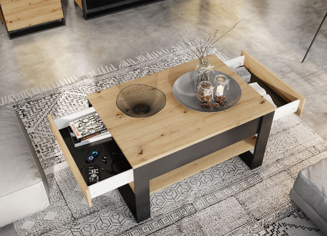 Table basse 100 cm bois et noir