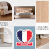 Lit 2 places adulte en bois et blanc avec chevets et bandeau led
