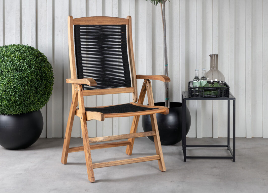 Chaise de jardin en bois et corde noir