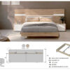 Lit 2 places adulte en bois et blanc avec chevets et bandeau led