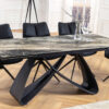 Table de salle à manger extensible taupe piétement ellipse noir