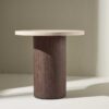 Table basse ronde bois et beige