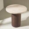 Table basse ronde bois et beige