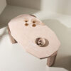 Table basse rose plateau aspect marbré