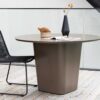 Table de jardin ronde en aluminium brun
