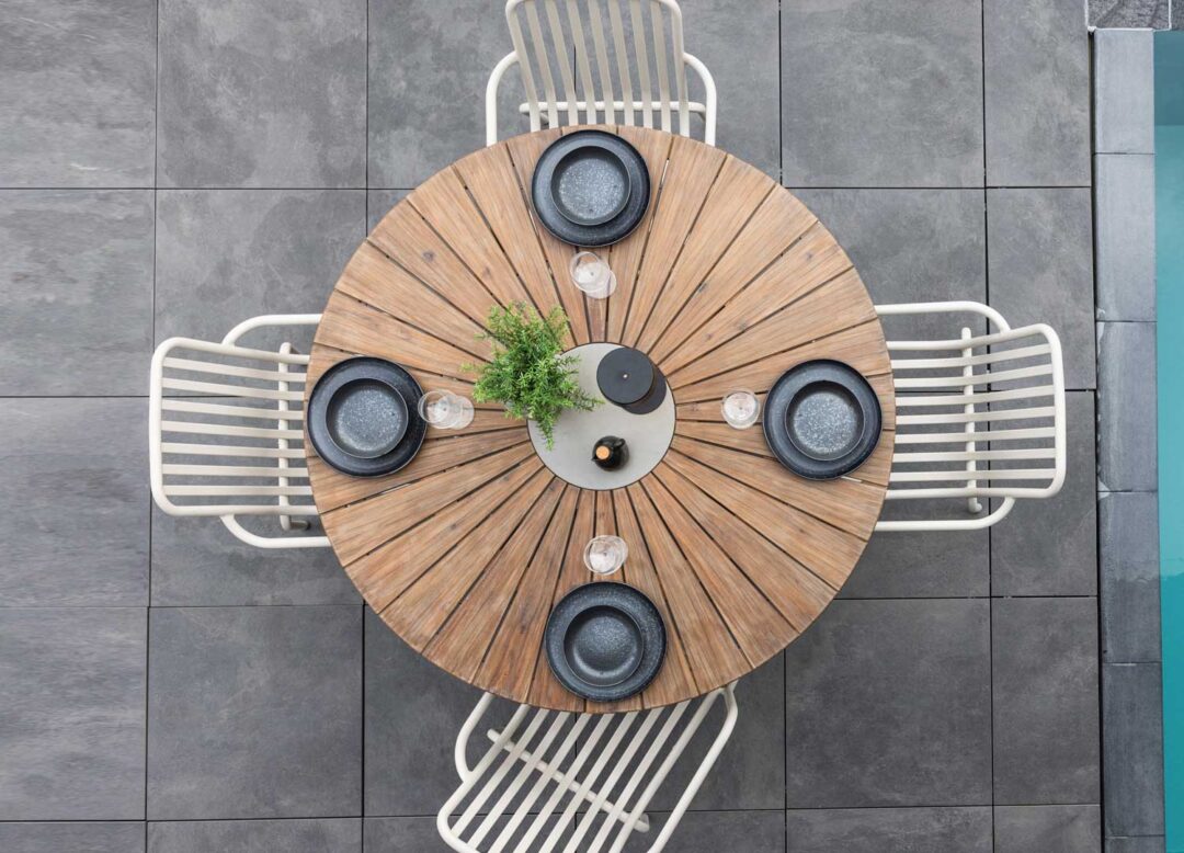 Table de jardin ronde en bois d'acacia