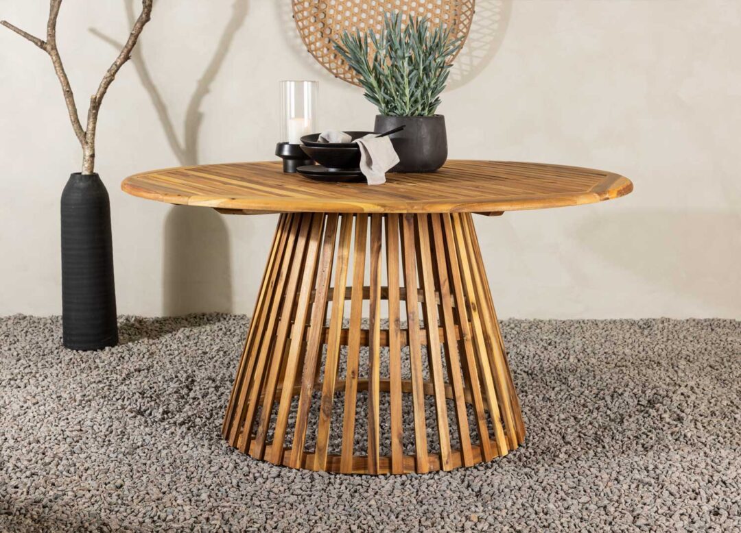 Table de jardin bois d'acacia ronde 150 cm