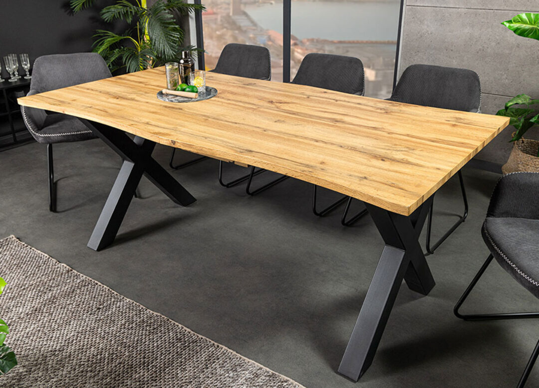 Table de repas extensible rectangulaire aspect bois