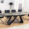 Table de salle à manger extensible taupe piétement ellipse noir