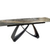 Table de salle à manger extensible taupe piétement ellipse noir