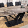 Table de salle à manger aspect marbre taupe extensible