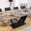 Table de salle à manger aspect marbre taupe extensible
