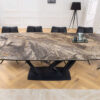 Table de salle à manger aspect marbre taupe extensible