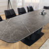 Table de repas extensible gris graphite avec pied noir design