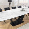 Table à manger blanche extensible jusqu'à 260 cm