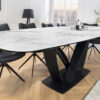 Table à manger blanche extensible jusqu'à 260 cm