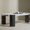 Table basse géométrique grise et bois noir