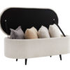 Banquette coffre en tissu bouclé blanc