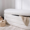 Banc coffre de rangement en tissu bouclé blanc