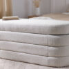 Banc coffre de rangement en tissu bouclé blanc