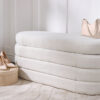 Banc coffre de rangement en tissu bouclé blanc