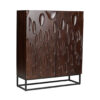 Buffet haut de 120 cm en bois d'acacia massif sculpté