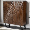 Buffet 120cm de haut en bois d'acacia massif sculpté en façade