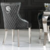 Chaise en velours gris chesterfield baroque