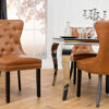 Chaises baroques en simili cuir marron