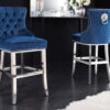Chaise de bar baroque en velours bleu