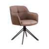 Chaise de salle à manger en cuir marron rotative - Marron