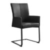 Chaise de salle à manger en cuir noir avec accoudoirs