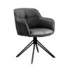 Chaise de séjour en cuir noir rotative à 180°