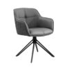 Chaise de salle à manger en cuir gris rotative à 180° - Gris