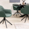 Chaise de séjour en cuir vert rotative à 180°