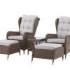Fauteuils de jardin en rotin synthétique avec coussins et table basse